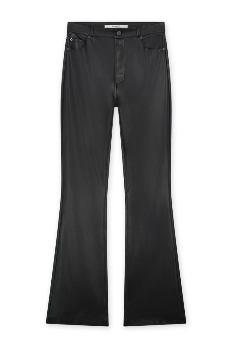 Homage  Jane - Vegan Leather Flared Pants Zwart