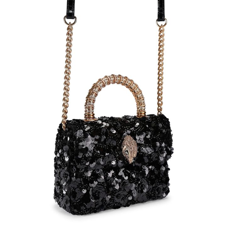 Kurt Geiger  HANDLE MINI KENSINGTON-BLK/OTHER-SEQUIN Zwart