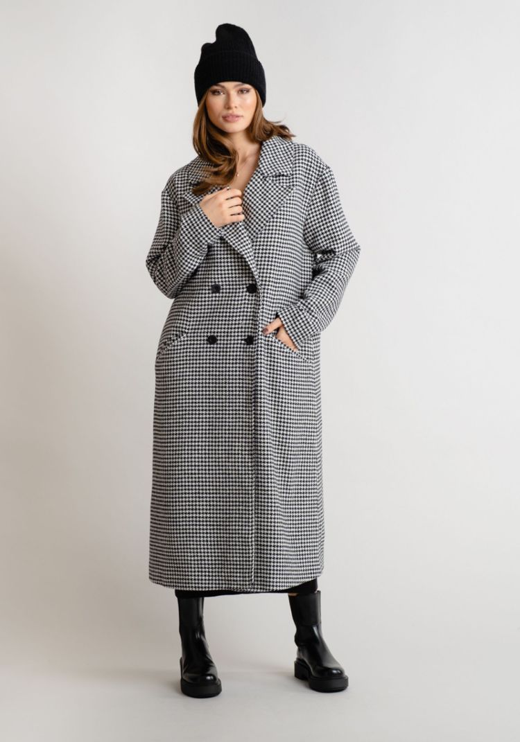 Rut & Circle  Chanelle long coat Zwart/wit